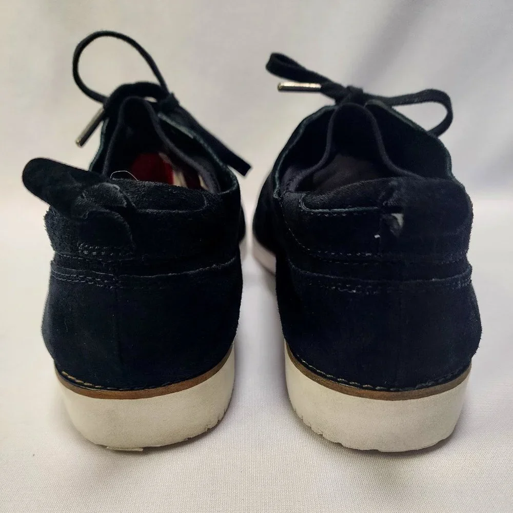 Women's Hush Puppies Wing Toe Black Suede Loafers - Picture 7 of 12